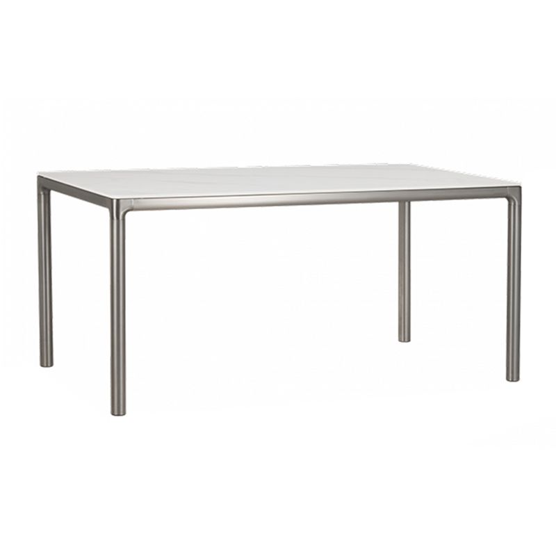 White Stone Top Dining Table Stainless Steel 4 Legs Dining Table