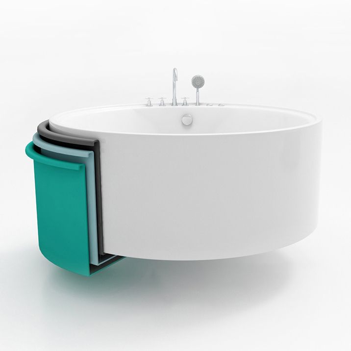 Acrylic Round Bath Tub Whirlpool Freestanding Bathtub with Tub Filler and Trim Kit