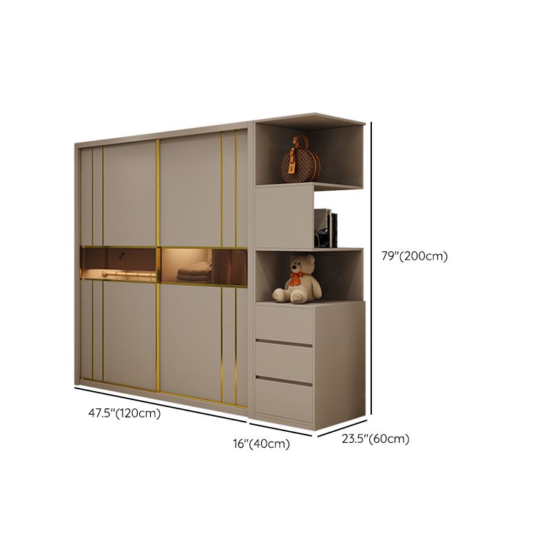 Modern Sliding Door Wardrobe Cabinet Bedroom Wooden Storage Armoire