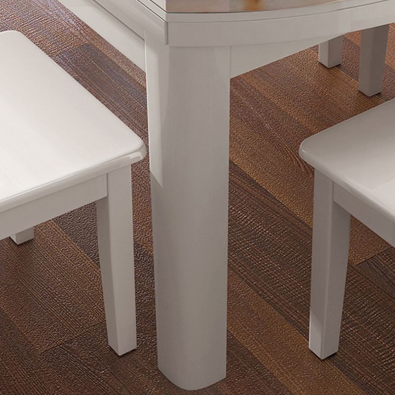 7 Piece Dining Room Chair and Table Set in White, Contemporary Style