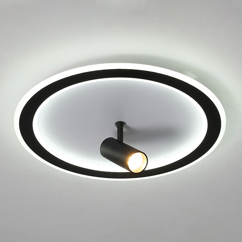 Black New Modern LED Flush Mount Rectangular Living Room Ceiling Light Fixture with 4 Spotlights