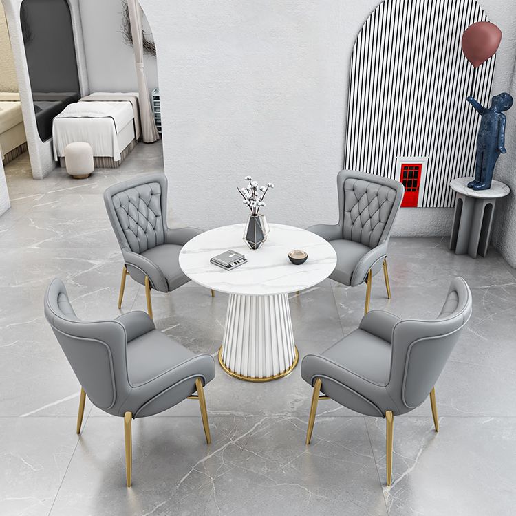 Glam 1/5 Pieces Dining Set Round Stone Dining Table for Kitchen