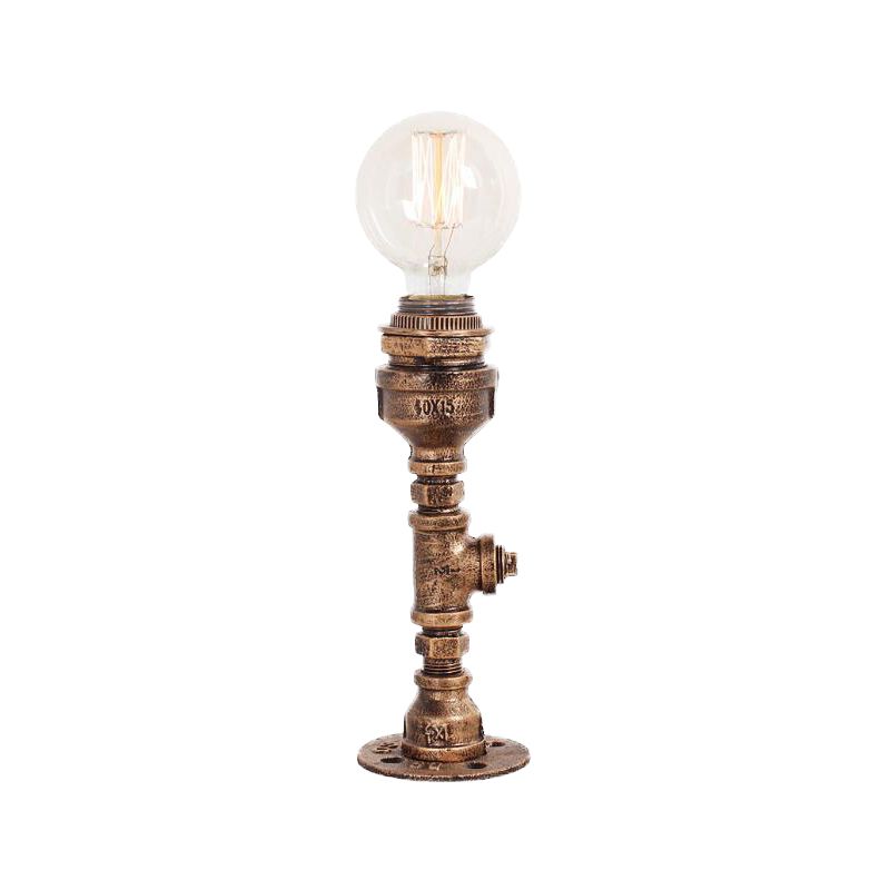 Argent / laiton 1 lampe de bureau de bulbe Vintage Table de tuyaux métalliques VILLAGE AVEC BOLL CHARGE Glass Shade