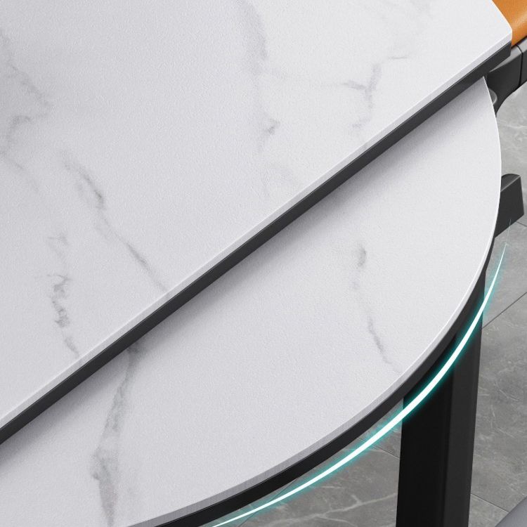 Modern Extendable White Dining Table Sintered Stone Round Shape Dining Table for Kitchen