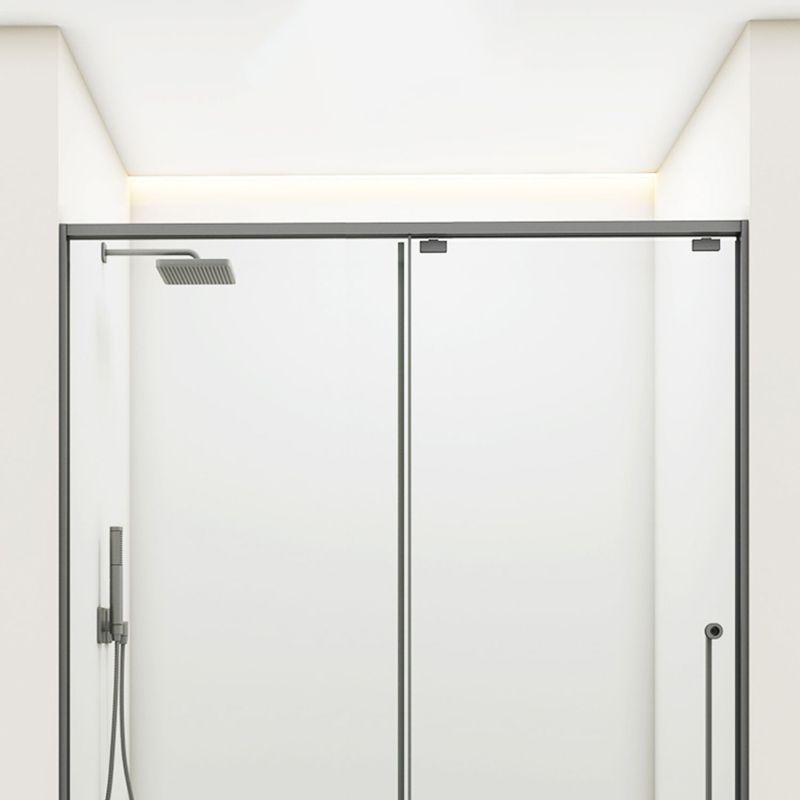 Gray Semi Frameless Stainless Steel Single Move Tempered Glass Shower Door