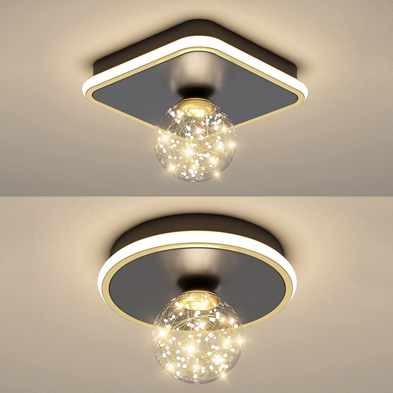 Geometric Ceiling Light Fixture Minimalist Metal LED Black Ceiling Mounted Fixture