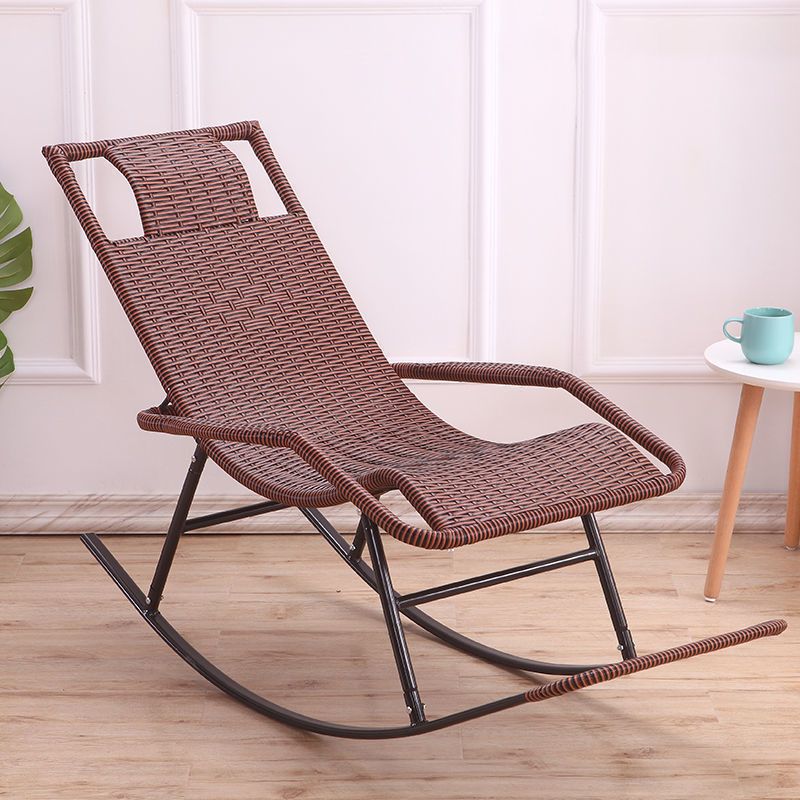 Rattan Rocking Chair Plain Water Resistant Woven Rope Modern Rocking Chair