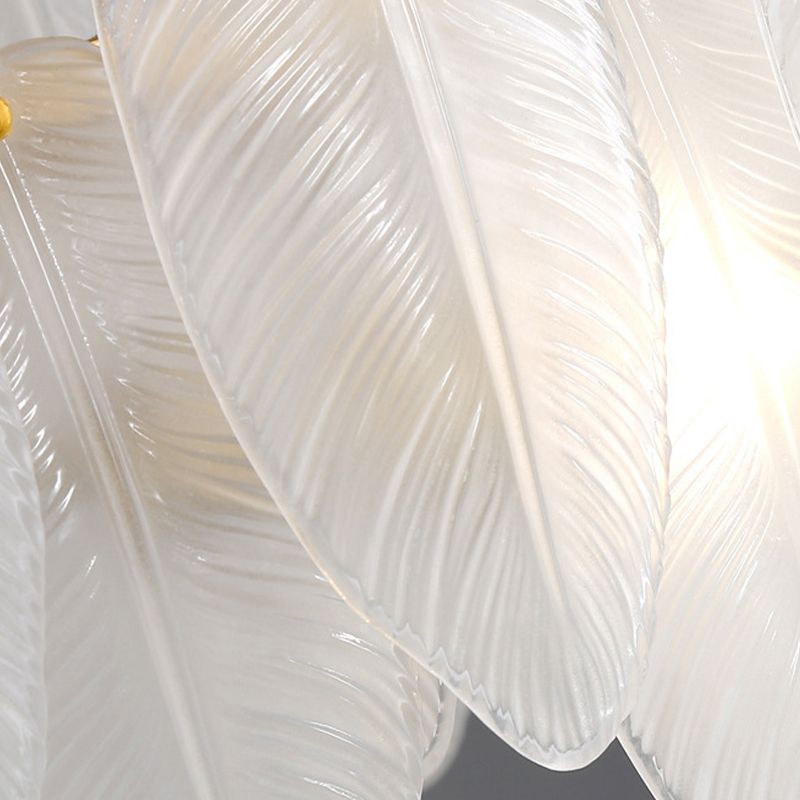 Nordic Ceiling Light Feather-shaped Glass Shade Flush Mount Light Fixture