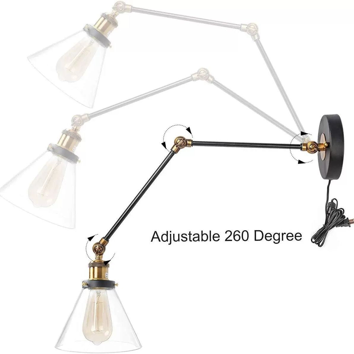 Illuminazione da parete geometrica in vetro in stile industriale a parete a parete a parete in nero