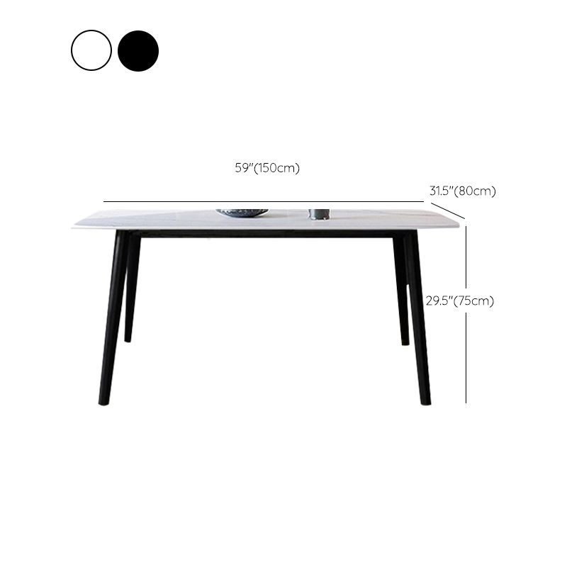 Industrial Sintered Stone Dining Table Rectangle Table with Wooden 4 Legs