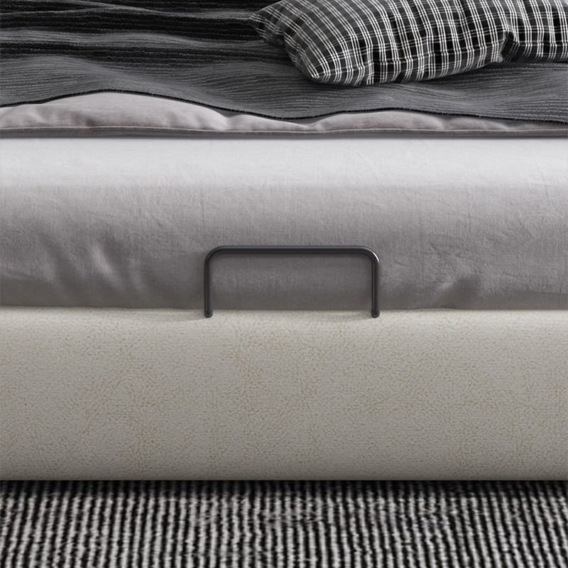 Modern Upholstered Headboard Bed Solid Wood Beveled Panel Bed