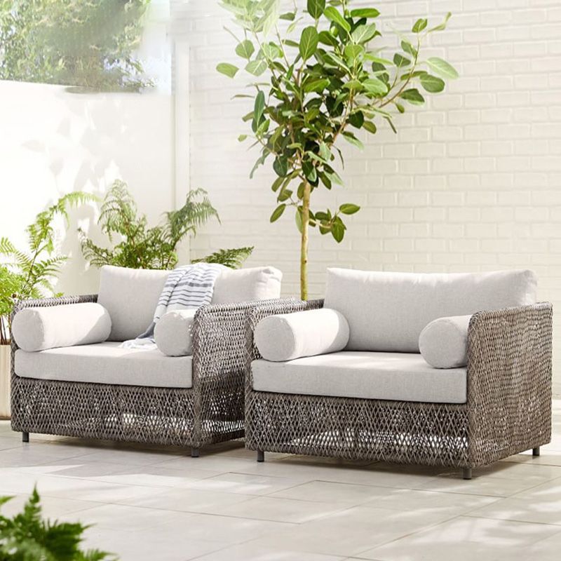 Metal and Rattan Patio Sofa Tropical Style Villa Outdoor Patio Sofa