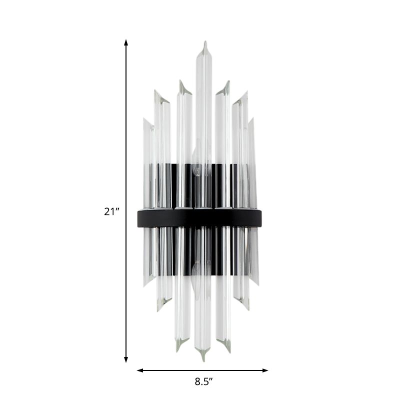 Clear Crystal Sconce Light Contemporary Prism 1/2-Pack Sconce lampe avec plaque arrière carrée en noir