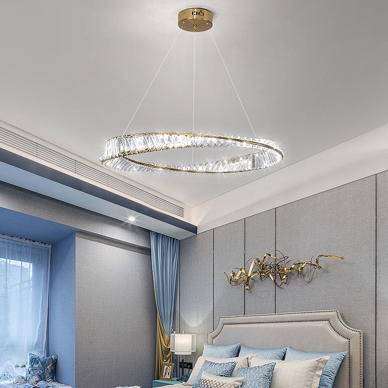 Kreis Decke Kronleuchter einfacher LED -Kronleuchterbeleuchtung mit Kristallschatten