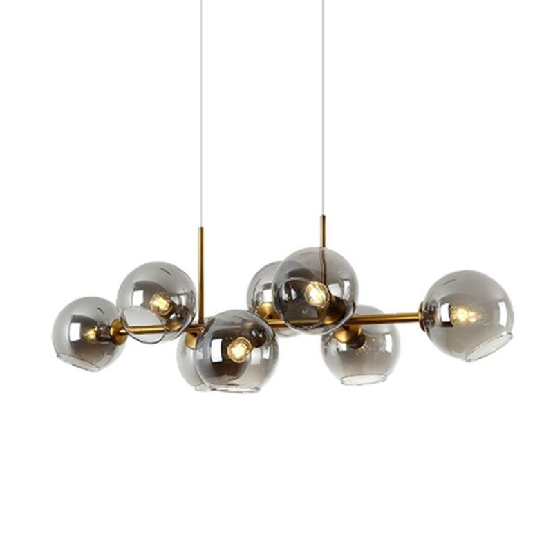 Illuminazione a sospensione in metallo contemporaneo illuminazione sferica a soffitto isola vetro per tavolo da pranzo