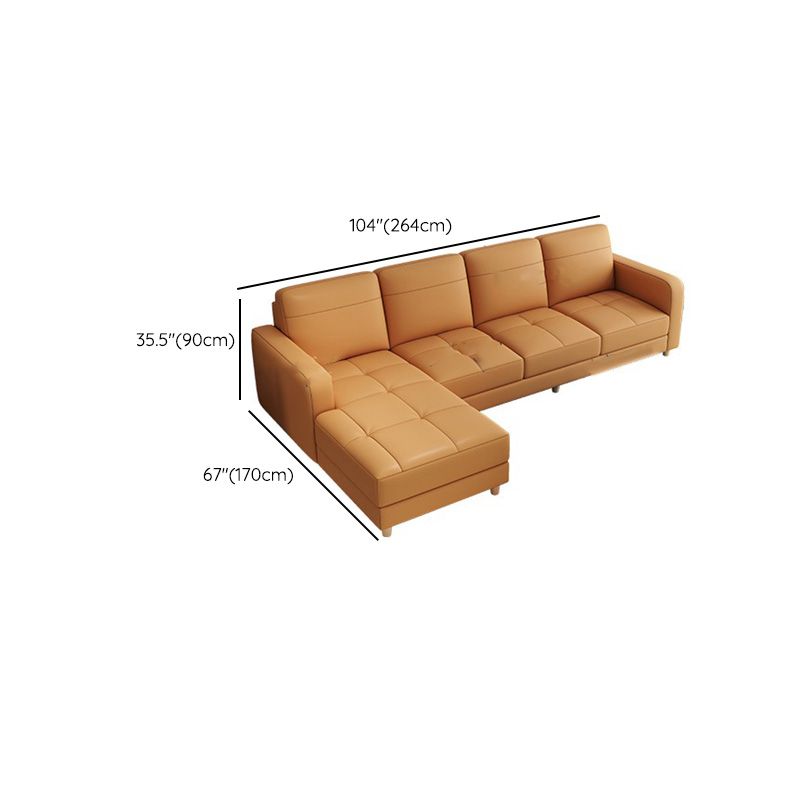Modern Style Leather Sofa with Bolster Pillows Seating for Living Room