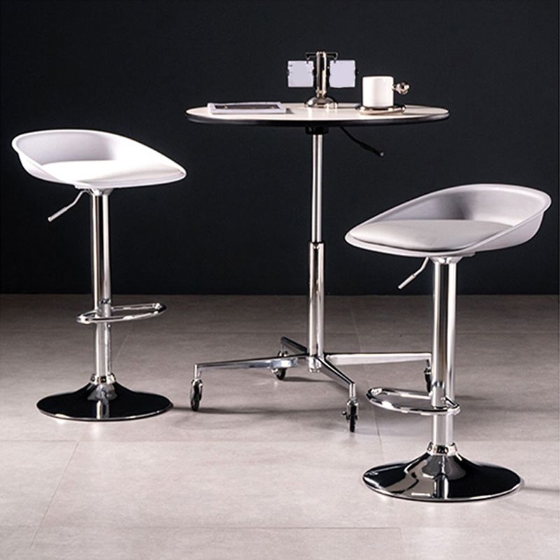 Modern Style Low Back Upholstered Adjustable Bar Stool with Metal Legs