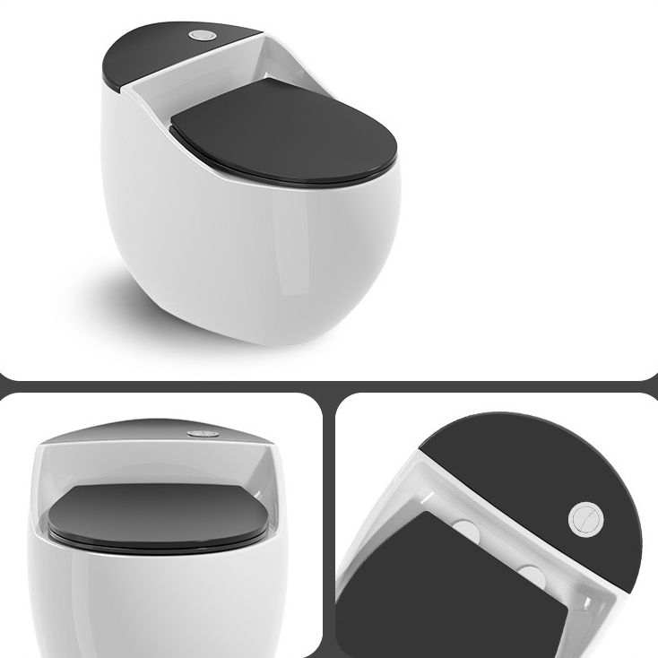 Round-Front Flush Toilet Ceramic Modern One-Piece Toilet with Slow Close Seat