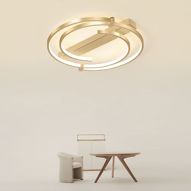 Gold Loop Ceiling Flush Light Simple Style Metal LED Flush Mount Lighting Fixture for Bedroom