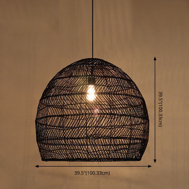 Modern Hand-Woven Suspension Pendant Light Rattan 1 Light Pendant