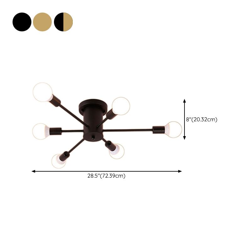 Industrial Style Iron Ceiling Light with Glass Shade for Bedroom