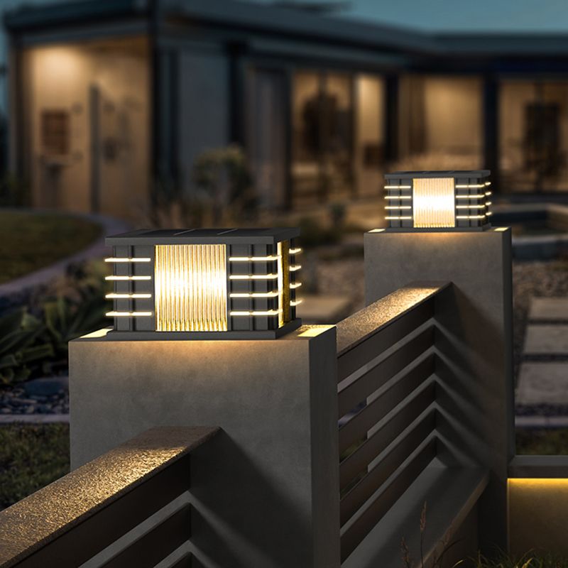 Square Contemporary Waterproof Pillar Light with Metal for Courtyard