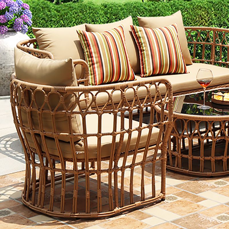Arc Shape Outdoor Sofa Tropical Shape Willow Vine Seating in Wood