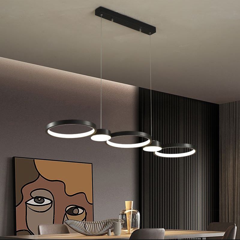 Black Linear LED Island Light in Modern Simplicity Aluminium Pendant Light with Acrylic Shade