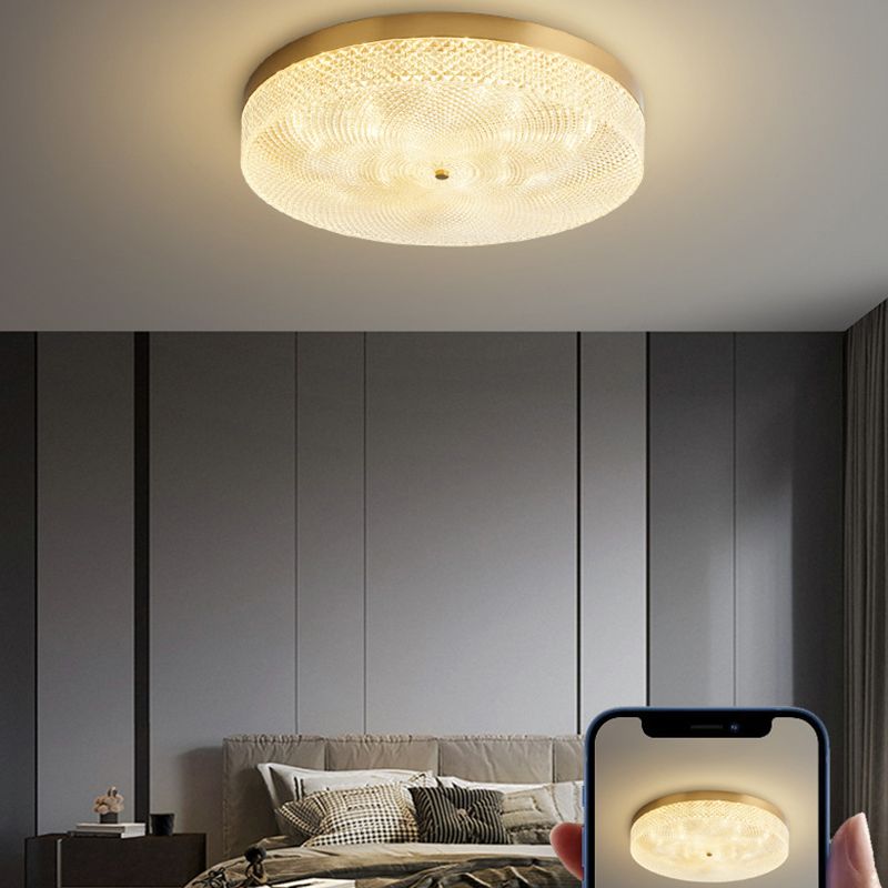 Modern Flush Light Round Ceiling Lighting with Brass and Acrylic for Bedroom