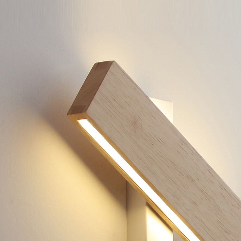 Single Modernism Beige Finish Wall Mounted Sconce Wooden Wall Light
