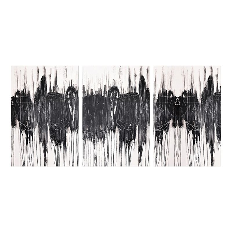 Black Modern Wall Art Print Pedestrians Canvas Painting for Sitting Room, Multi-Piece