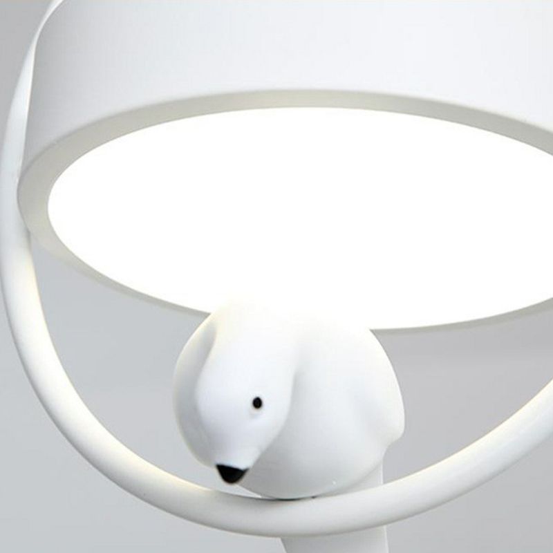 Lámpara de techo múltiple de comedor de anillo 3 bombillas Simplicidad Luz de suspensión con decoración de pájaros en gris verde