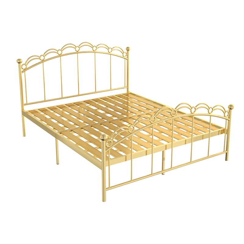 Open-Frame Glam Bed Metal Bed Frame with Rainbow Headboard and Footboard