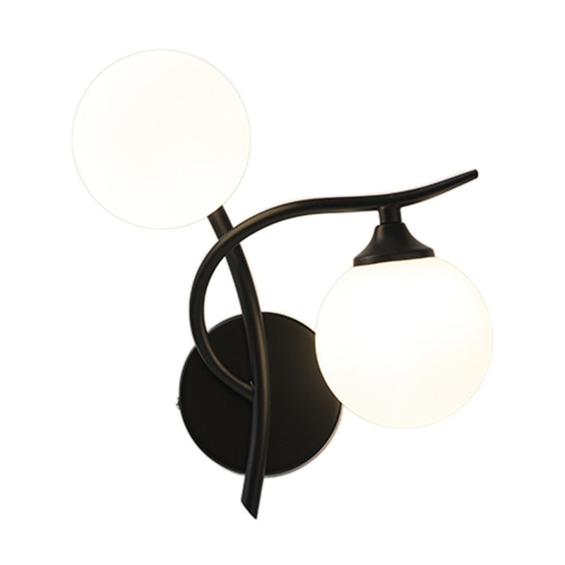 2 Lights Wall Mount Lamp Modern Style Spherical with Glass Shade for Living Room
