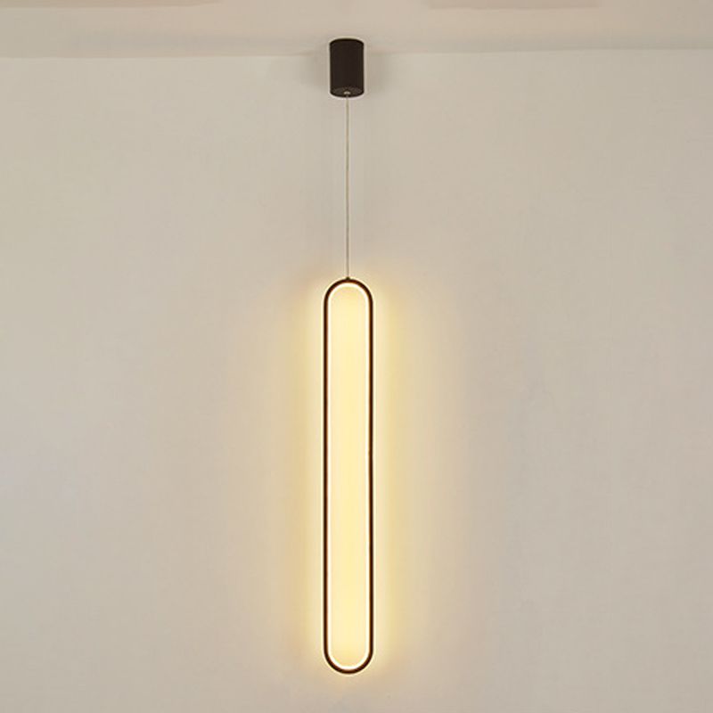 1 Light Linear Hanging Pendant Modern Style Metal Hanging Lighting for Dining Room
