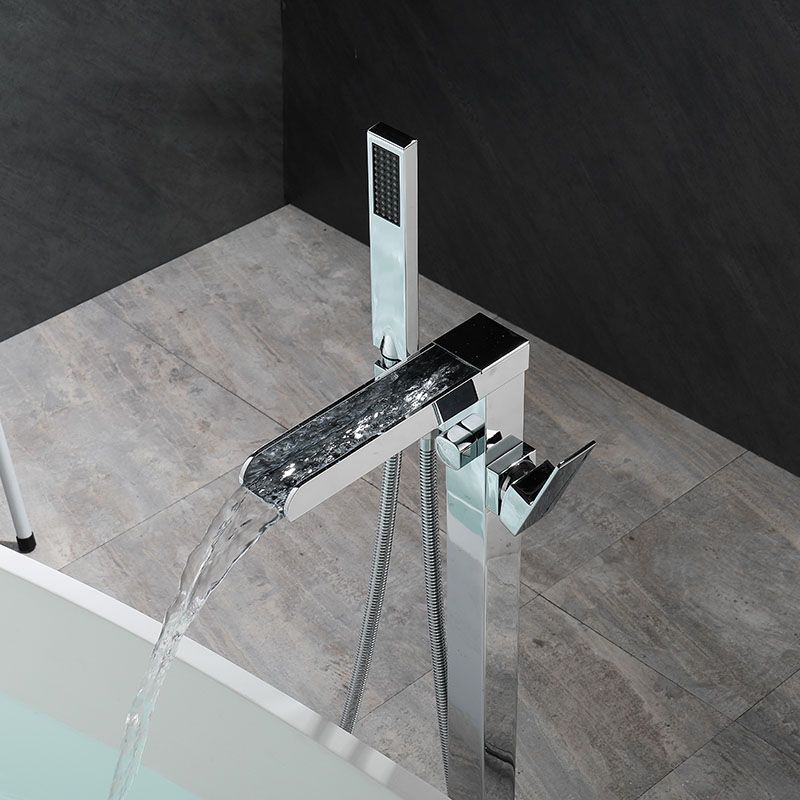 Modern Faucet Free Standing Rod Handle Tube Handheld Shower Head Bathtub Faucet