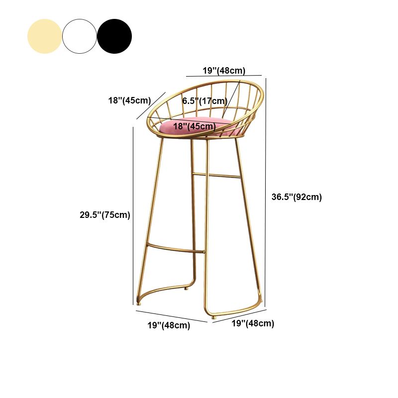 Glam Bucket Upholstered Bar Stools Footrest Low Back Bar and Counter Stool