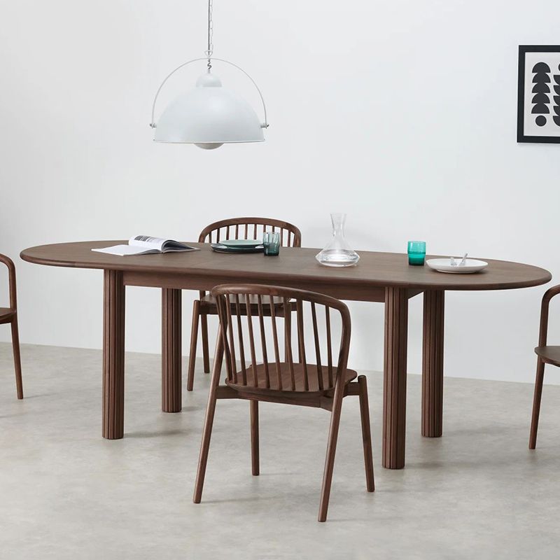 Modern Style Dining Oval Table Dining Wooden Table for Restaurant with Wood Legs
