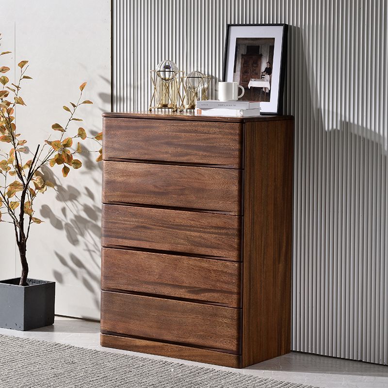 Mid-Century Modern Accent Chest with 5 Drawers Rectangle Chest