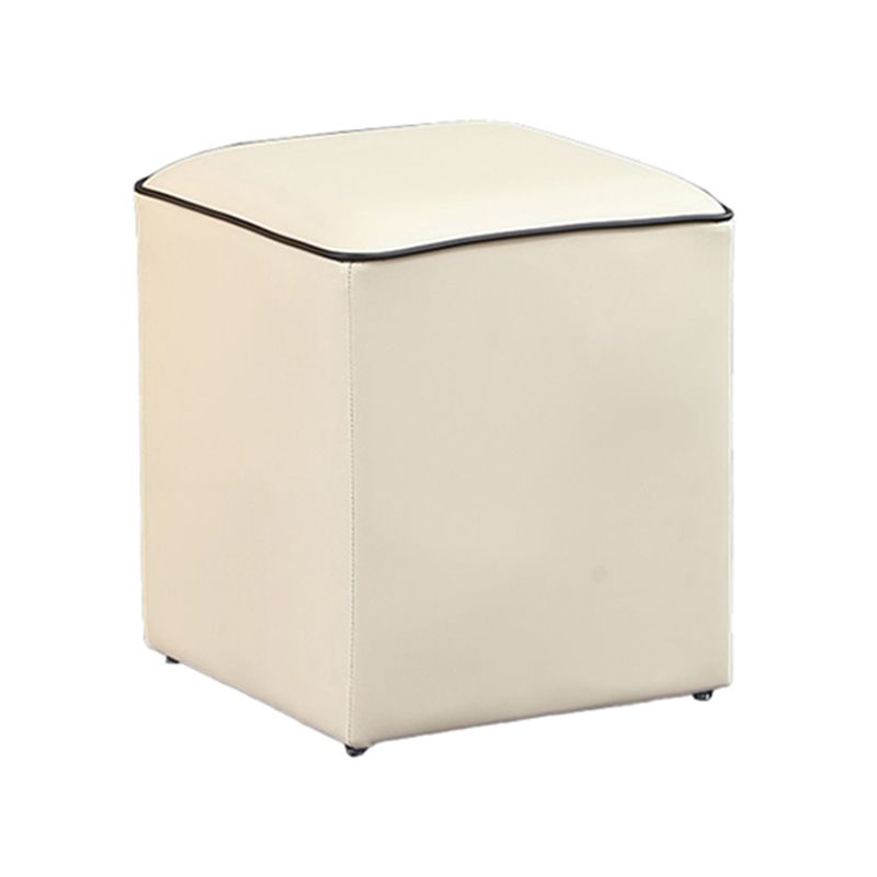 Minimalist Square Footstool Ottoman Pure Color Genuine Leather Ottoman