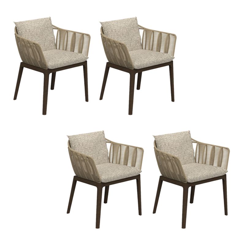 Tropical Upholstered Patio Arm Chair Gray Wood Gray Dining Armchair