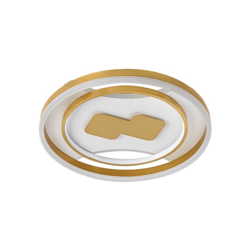16"/19.5" Wide Ring Flush Mount Modern Acrylic Gold LED Ceiling Fixture in Warm/White Light