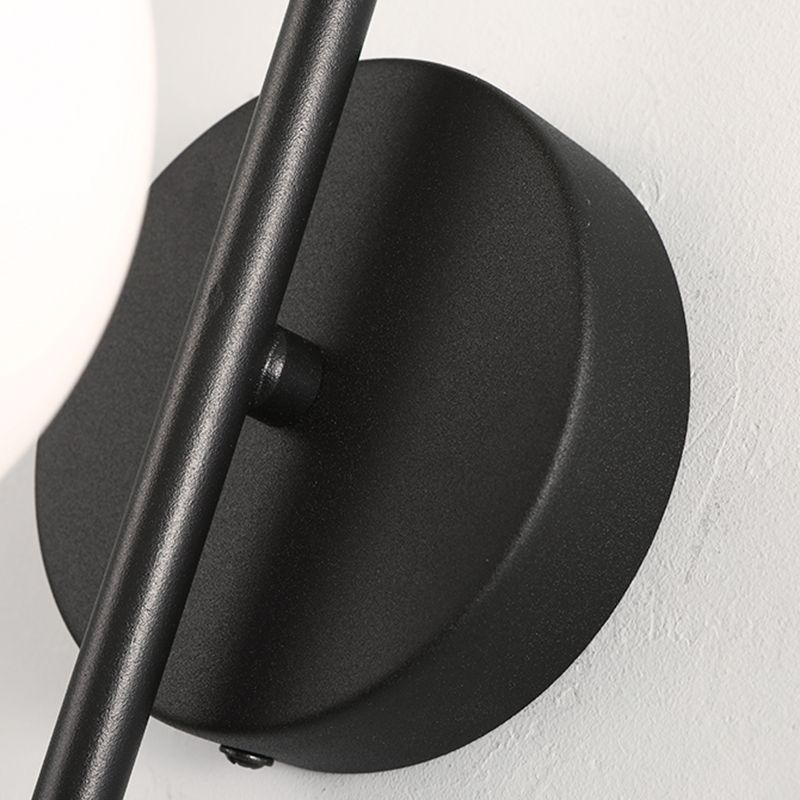 Sphere Sconce Light Modern Style Single Bulb Wall Lamp with White Glass Shade for Bedroom