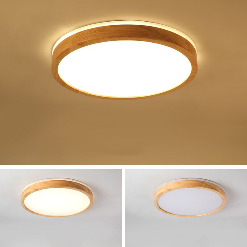 Ronde inbouwverlichtingsarmaturen Eenvoud Houten plafondverlichtingsarmaturen voor slaapkamer