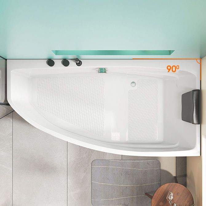 Modern Corner White Bathtub Back to Wall with Drain Bath Tub