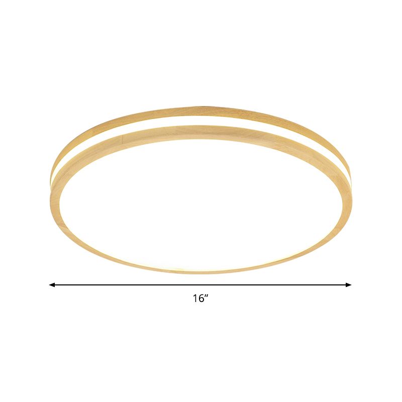 Plafonnier circulaire de Style japonais en acrylique et bois, plafonnier LED de 12 "/16"/19.5 "/23.5 pouces de large en Beige pour porche