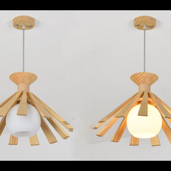 Luz colgante de madera beige lámpara colgante de techo de restaurante nórdico nórdico 1 lámpara de techo de restaurante ligero