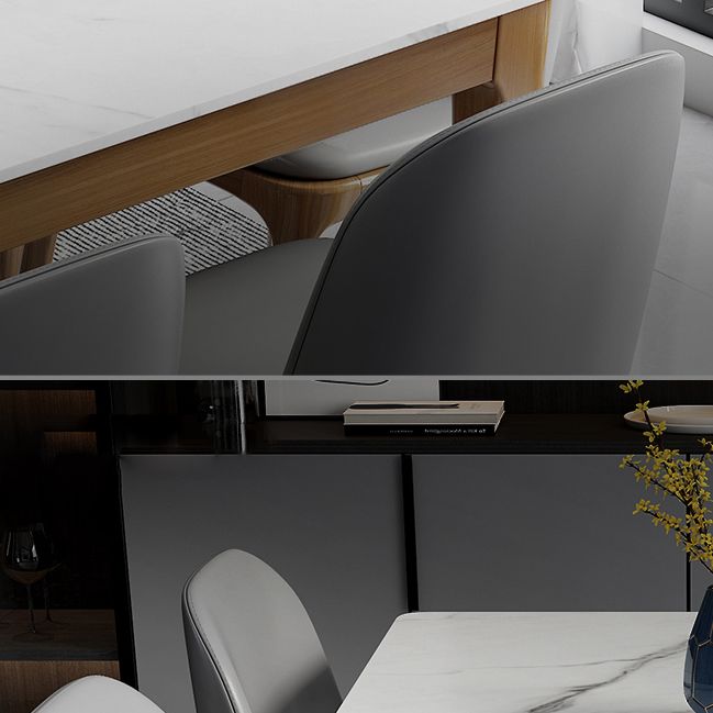 Contemporary Kitchen Rectangle Shape Dining Set Sintered Stone Standard Dining Set in White