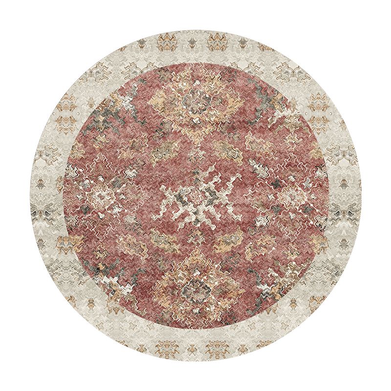 Stylish Red Area Carpet Bohemian Pattern Polyester Rug Anti-Slip Washable Rug for Home Decor