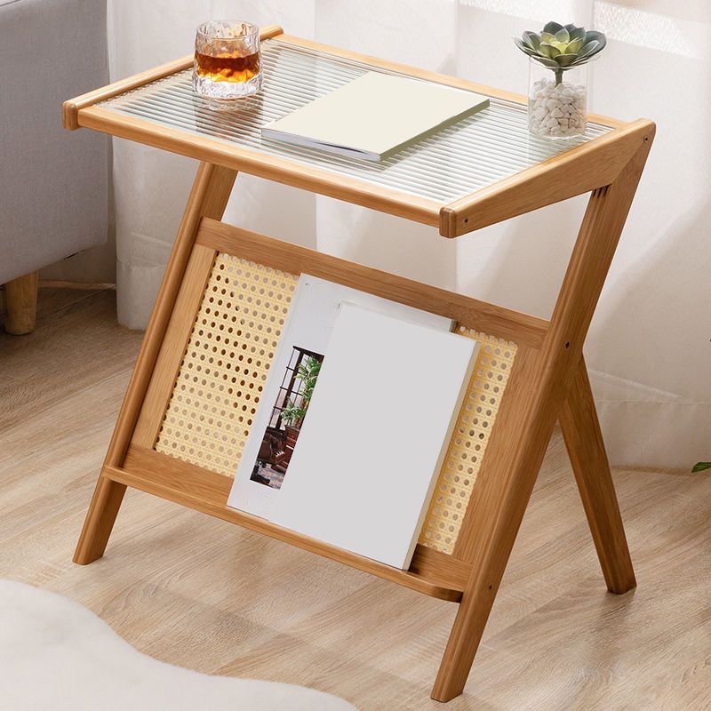 21.65" Tall Contemporary Style Side End Table Glass Sofa Side Accent Table
